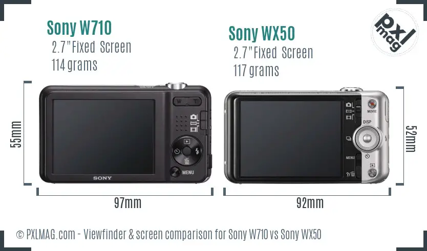 Sony W710 vs Sony WX50 Screen and Viewfinder comparison