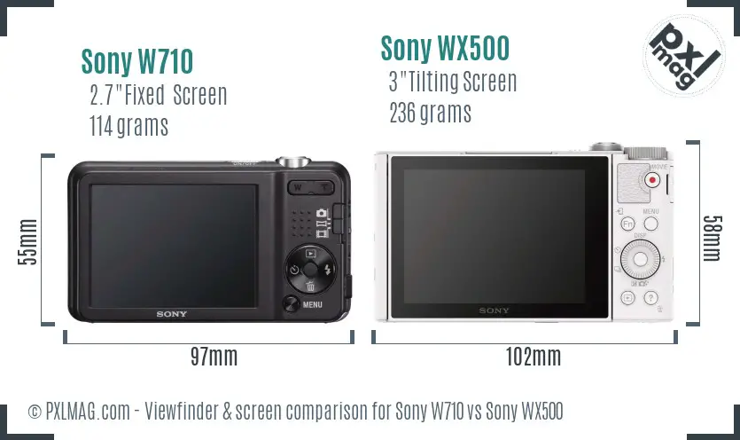 Sony W710 vs Sony WX500 Screen and Viewfinder comparison