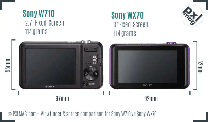 Sony W710 vs Sony WX70 Screen and Viewfinder comparison