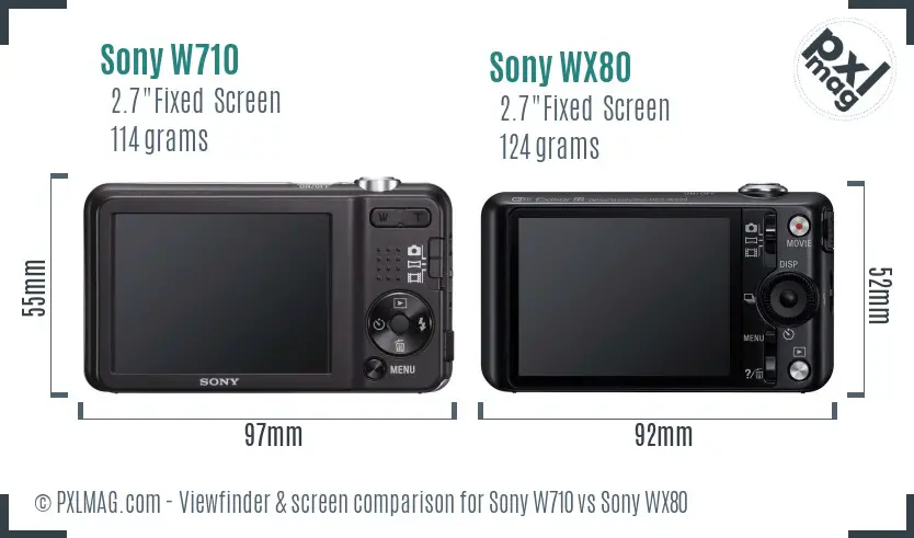 Sony W710 vs Sony WX80 Screen and Viewfinder comparison