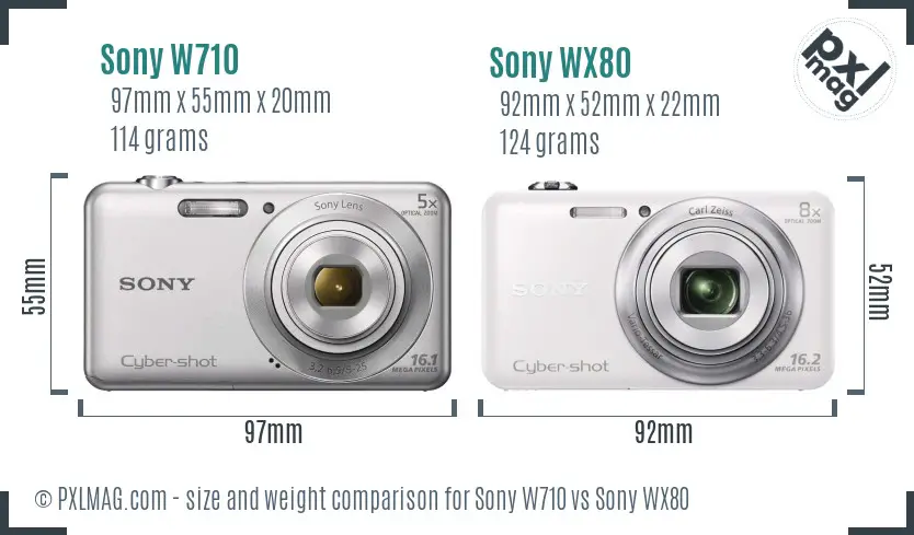 Sony W710 vs Sony WX80 size comparison