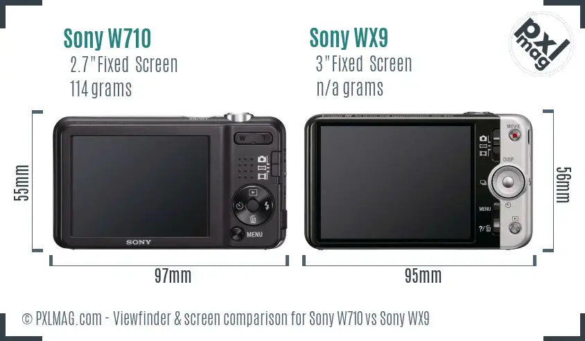 Sony W710 vs Sony WX9 Screen and Viewfinder comparison