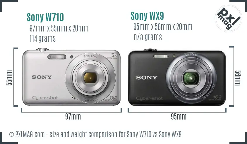 Sony W710 vs Sony WX9 size comparison
