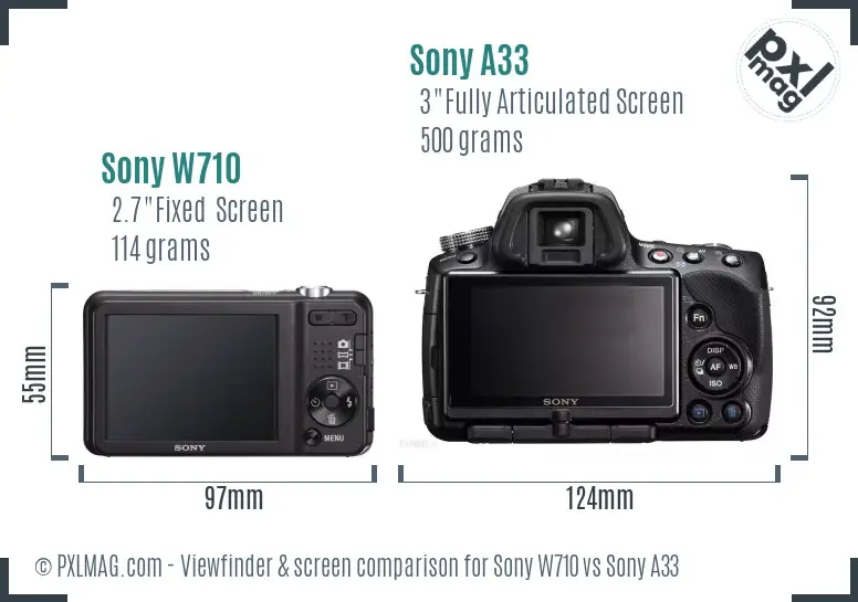 Sony W710 vs Sony A33 Screen and Viewfinder comparison