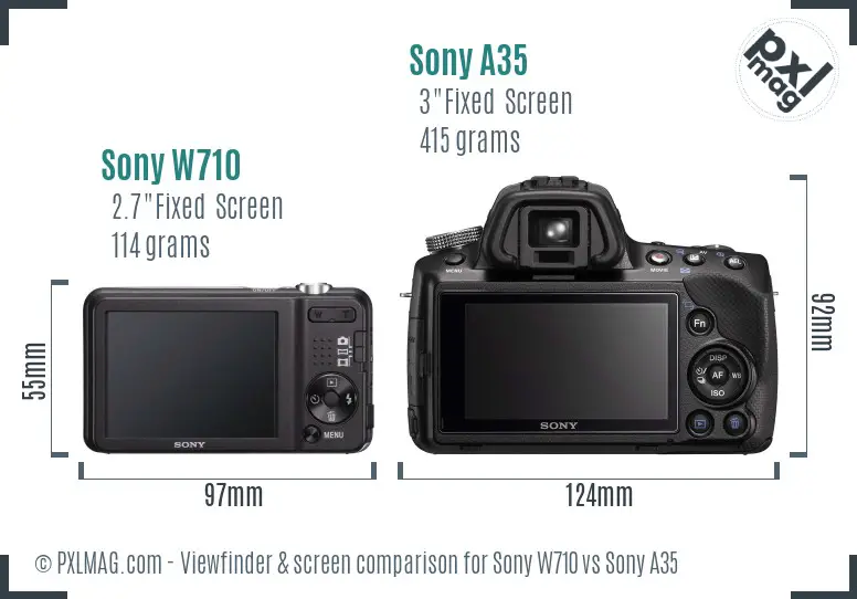 Sony W710 vs Sony A35 Screen and Viewfinder comparison