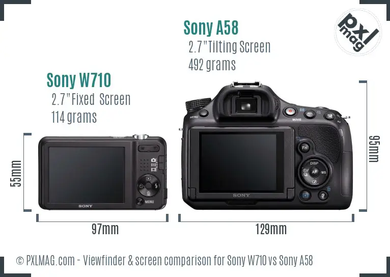 Sony W710 vs Sony A58 Screen and Viewfinder comparison