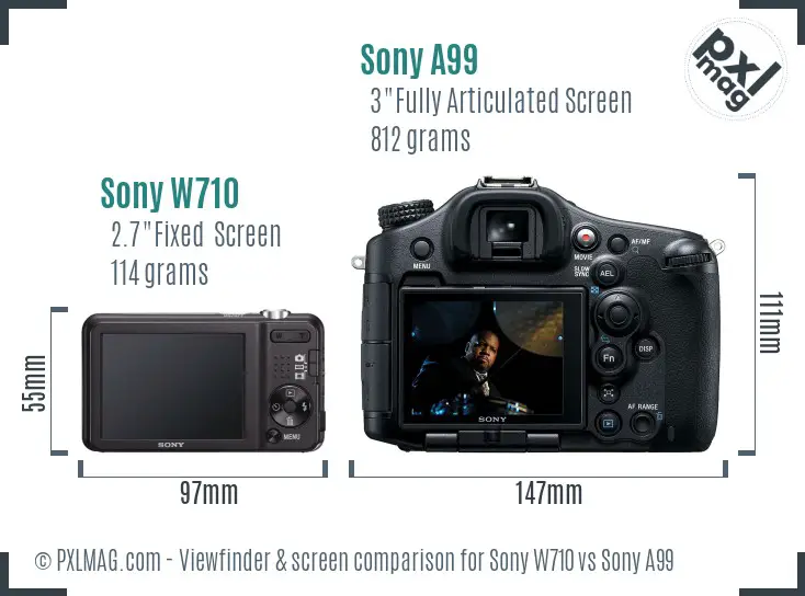 Sony W710 vs Sony A99 Screen and Viewfinder comparison