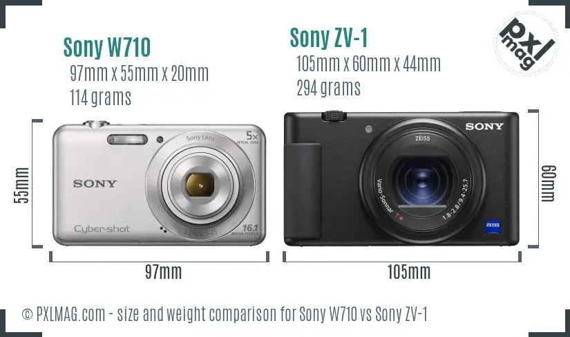 Sony W710 vs Sony ZV-1 size comparison