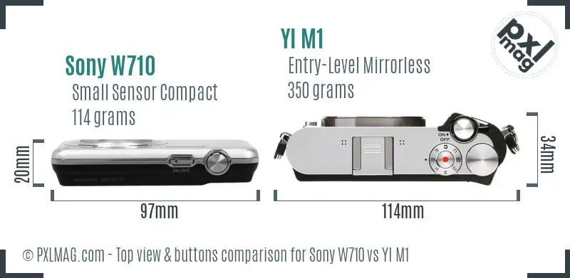 Sony W710 vs YI M1 top view buttons comparison