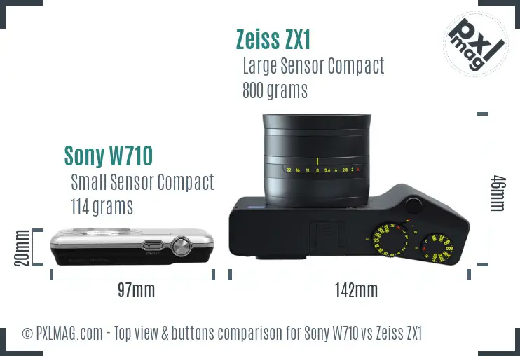 Sony W710 vs Zeiss ZX1 top view buttons comparison