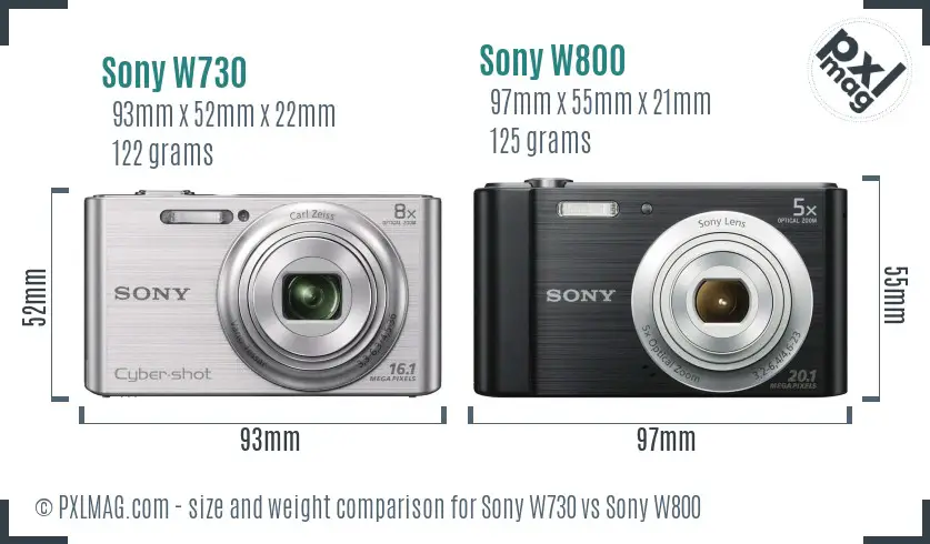 Sony W730 vs Sony W800 size comparison