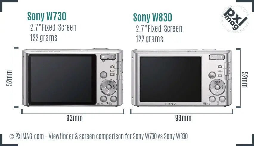 Sony W730 vs Sony W830 Screen and Viewfinder comparison