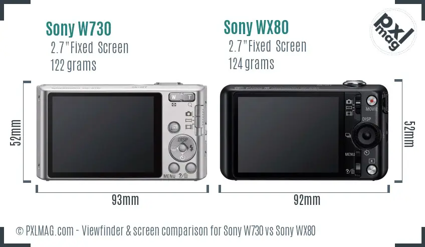 Sony W730 vs Sony WX80 Screen and Viewfinder comparison