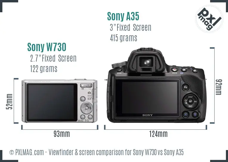 Sony W730 vs Sony A35 Screen and Viewfinder comparison
