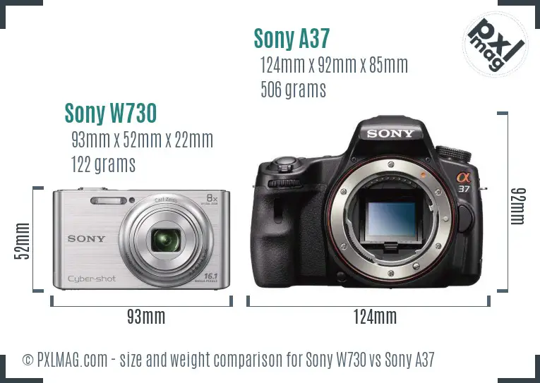 Sony W730 vs Sony A37 size comparison