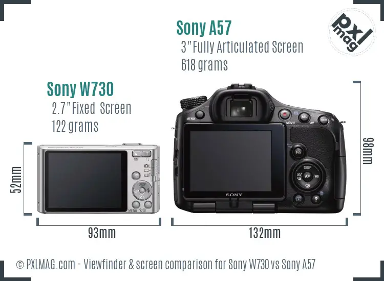 Sony W730 vs Sony A57 Screen and Viewfinder comparison