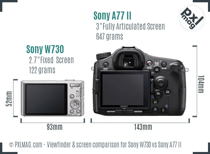 Sony W730 vs Sony A77 II Screen and Viewfinder comparison
