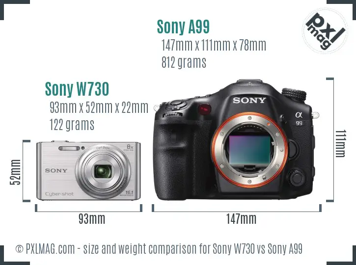 Sony W730 vs Sony A99 size comparison