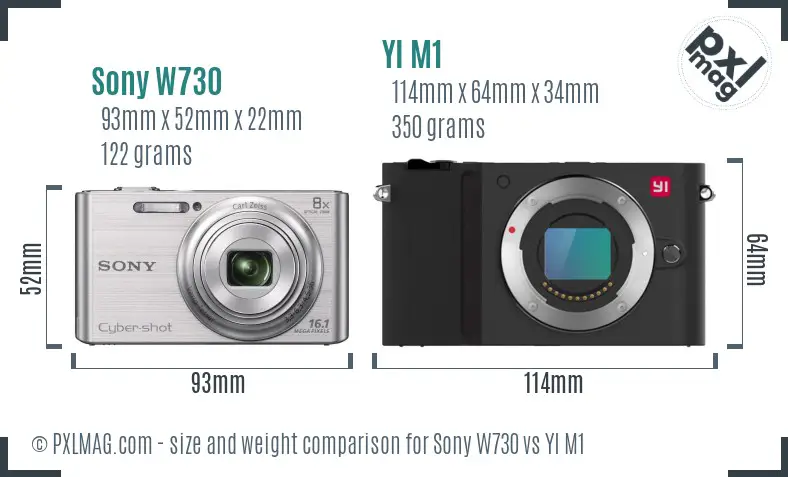 Sony W730 vs YI M1 size comparison