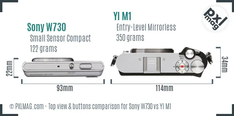 Sony W730 vs YI M1 top view buttons comparison