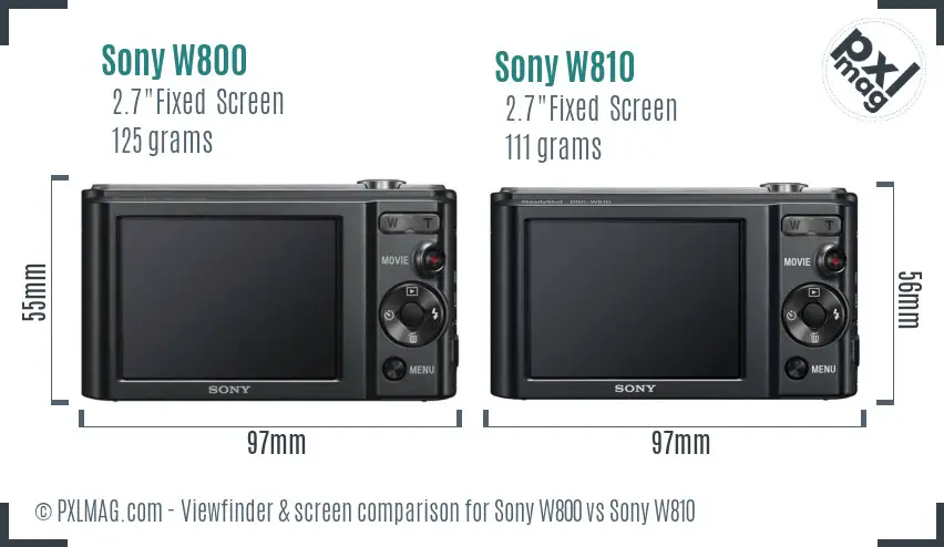 Sony W800 vs Sony W810 Screen and Viewfinder comparison