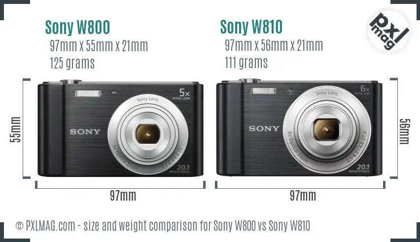 Sony W800 vs Sony W810 size comparison