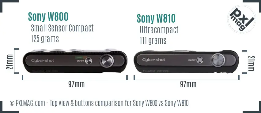 Sony W800 vs Sony W810 top view buttons comparison