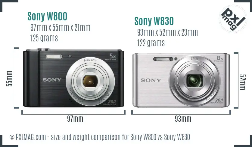 Sony W800 vs Sony W830 size comparison