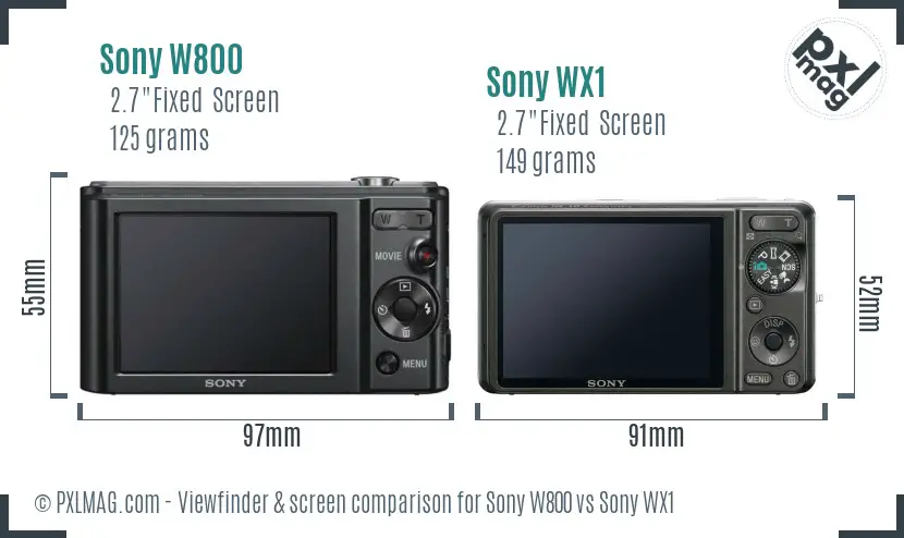 Sony W800 vs Sony WX1 Screen and Viewfinder comparison