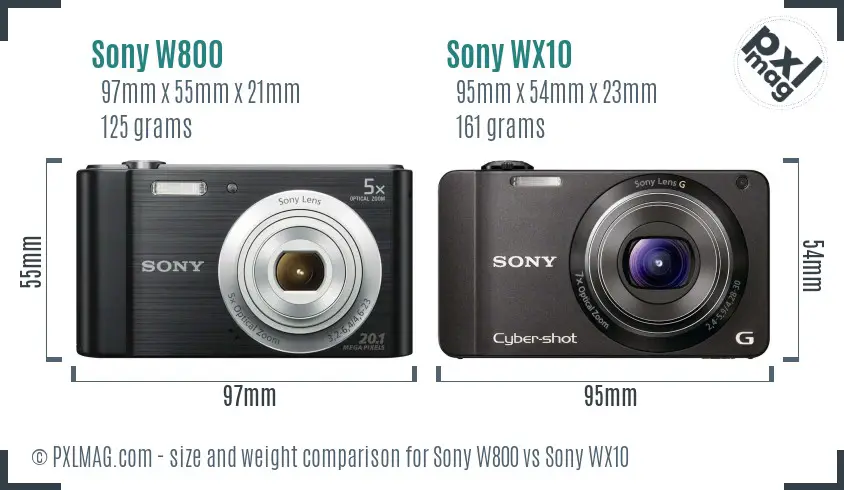 Sony W800 vs Sony WX10 size comparison