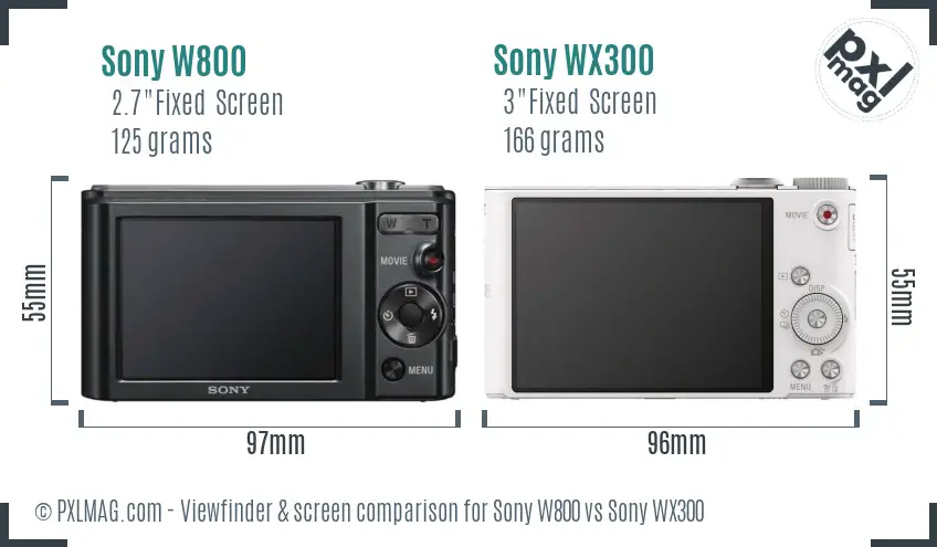 Sony W800 vs Sony WX300 Screen and Viewfinder comparison