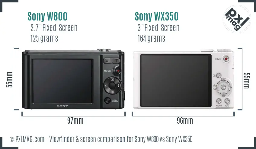 Sony W800 vs Sony WX350 Screen and Viewfinder comparison