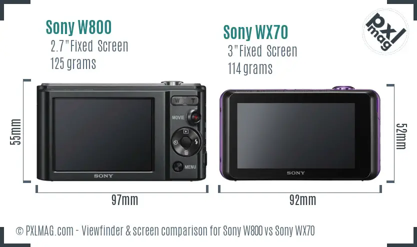 Sony W800 vs Sony WX70 Screen and Viewfinder comparison