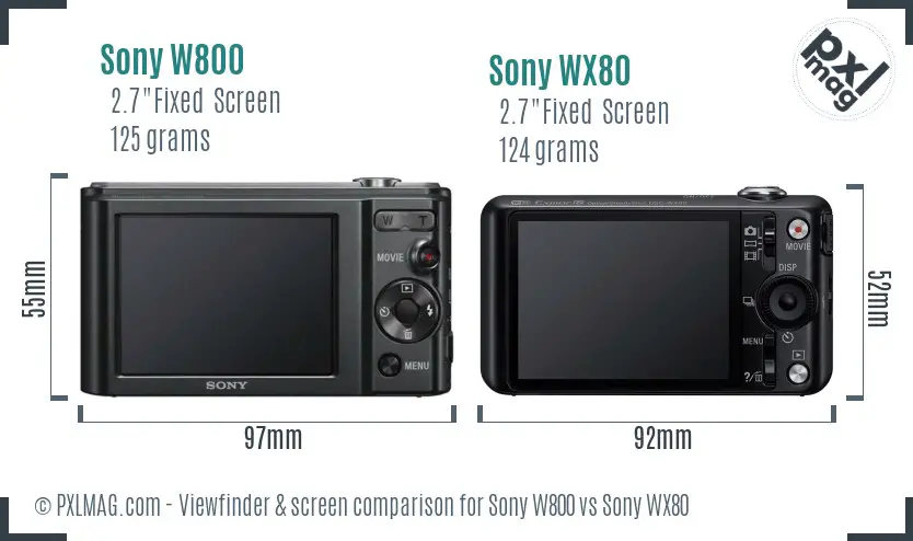 Sony W800 vs Sony WX80 Screen and Viewfinder comparison