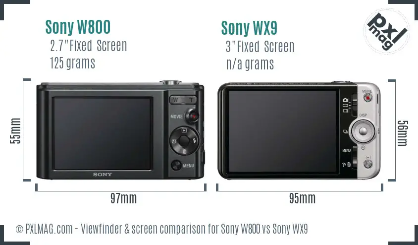 Sony W800 vs Sony WX9 Screen and Viewfinder comparison
