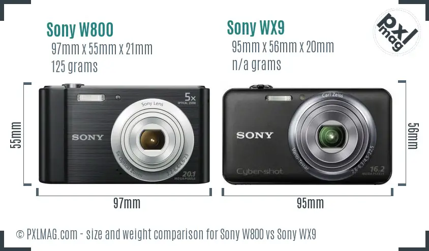Sony W800 vs Sony WX9 size comparison