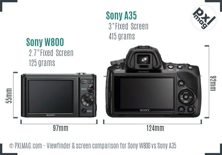 Sony W800 vs Sony A35 Screen and Viewfinder comparison