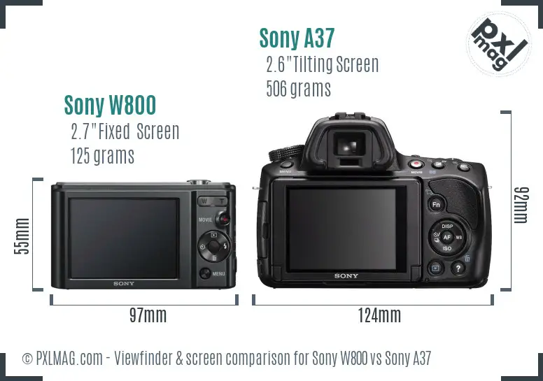 Sony W800 vs Sony A37 Screen and Viewfinder comparison