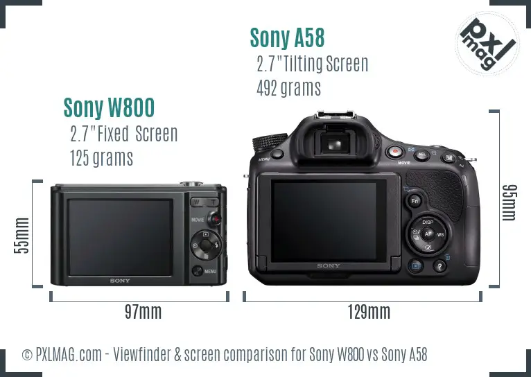 Sony W800 vs Sony A58 Screen and Viewfinder comparison