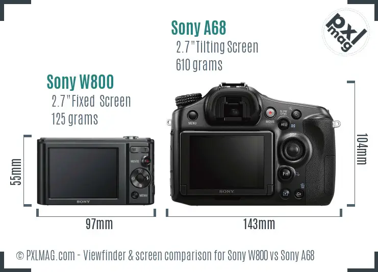 Sony W800 vs Sony A68 Screen and Viewfinder comparison