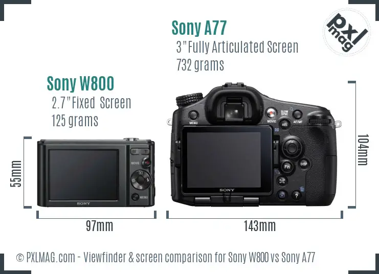 Sony W800 vs Sony A77 Screen and Viewfinder comparison