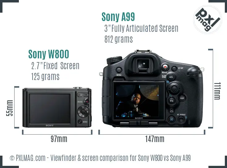Sony W800 vs Sony A99 Screen and Viewfinder comparison
