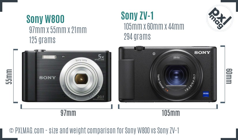 Sony W800 vs Sony ZV-1 size comparison