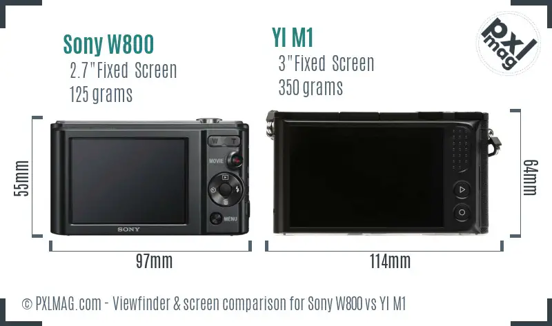Sony W800 vs YI M1 Screen and Viewfinder comparison