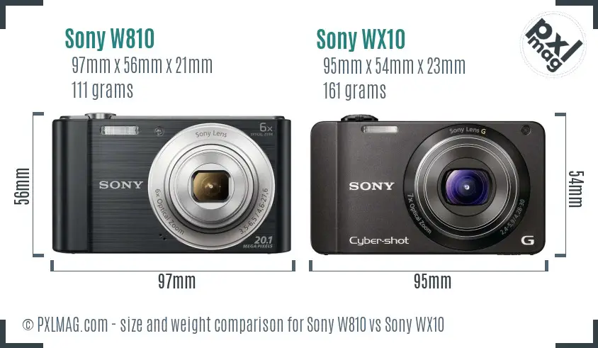 Sony W810 vs Sony WX10 size comparison