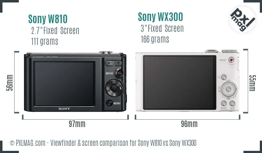 Sony W810 vs Sony WX300 Screen and Viewfinder comparison