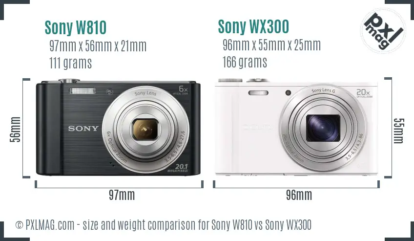 Sony W810 vs Sony WX300 size comparison