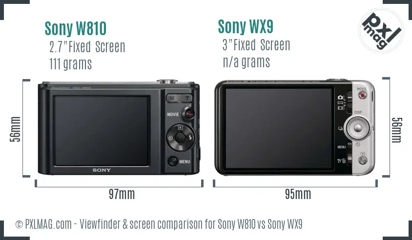 Sony W810 vs Sony WX9 Screen and Viewfinder comparison