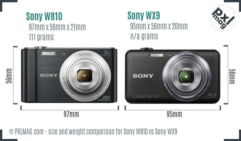Sony W810 vs Sony WX9 size comparison