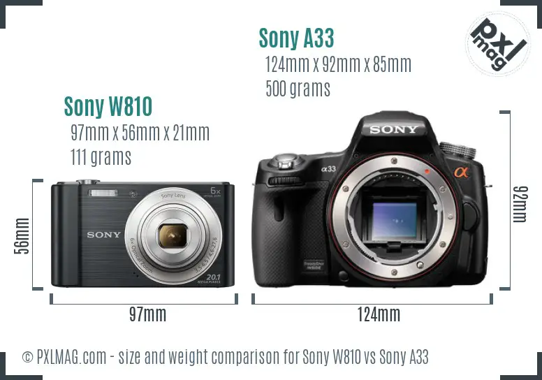 Sony W810 vs Sony A33 size comparison
